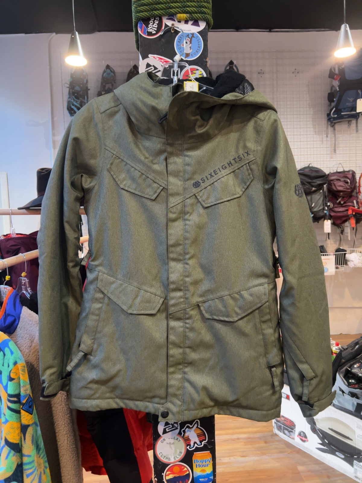 686 Snowboard Jacket Olive Green Good XS