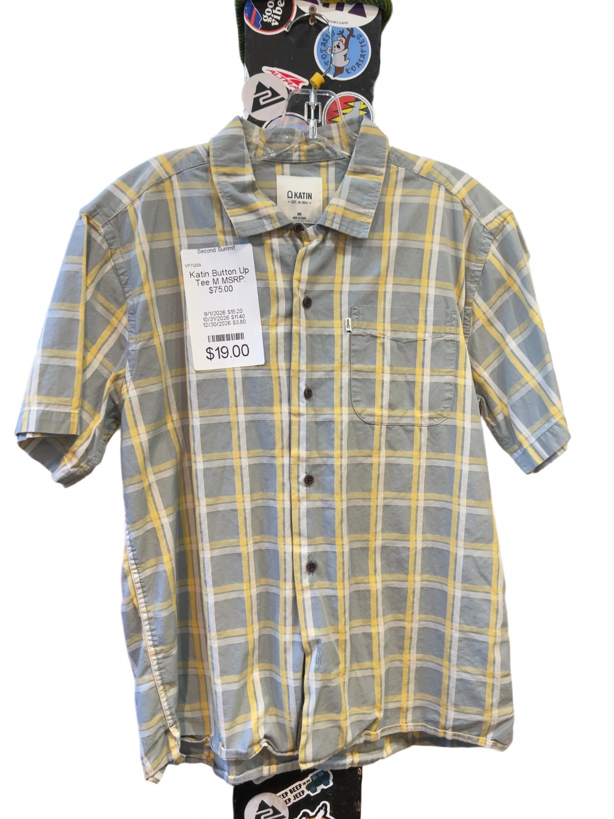Katin Short Sleeve Plaid Button Up Shirt Good M - image 1