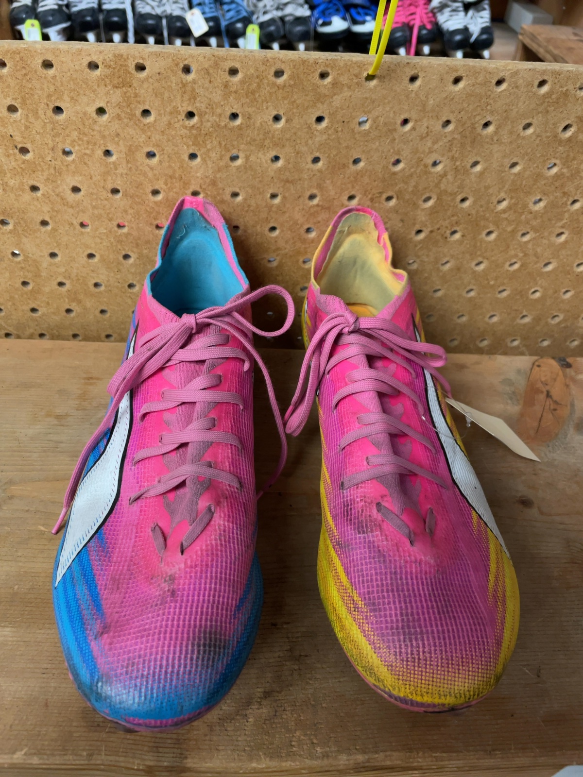 PUMA Size 11 Soccer Cleats Blue/Pink/Yellow