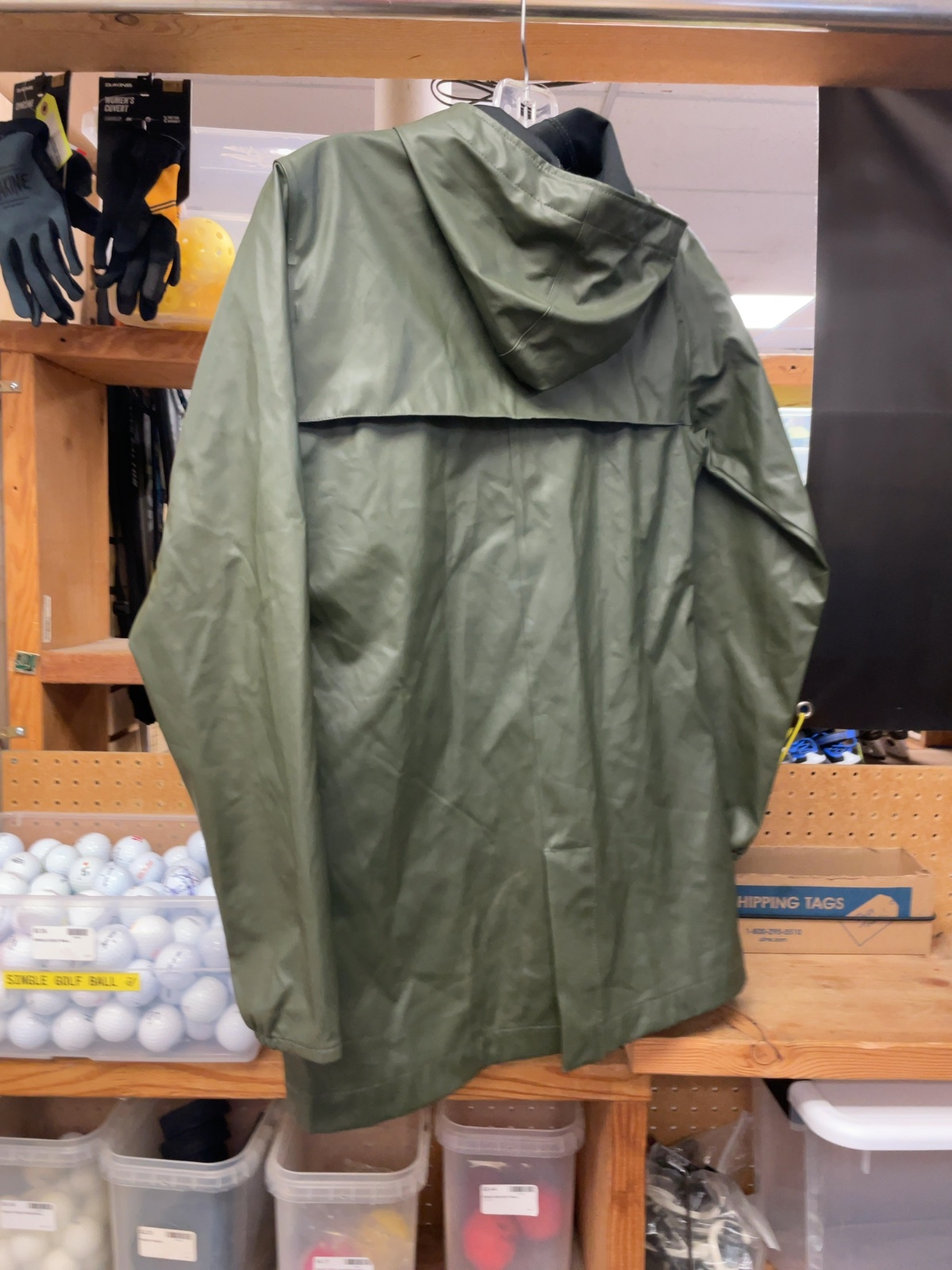 Herschel Rain Jacket Size XS Green Hooded Waterproof Coat