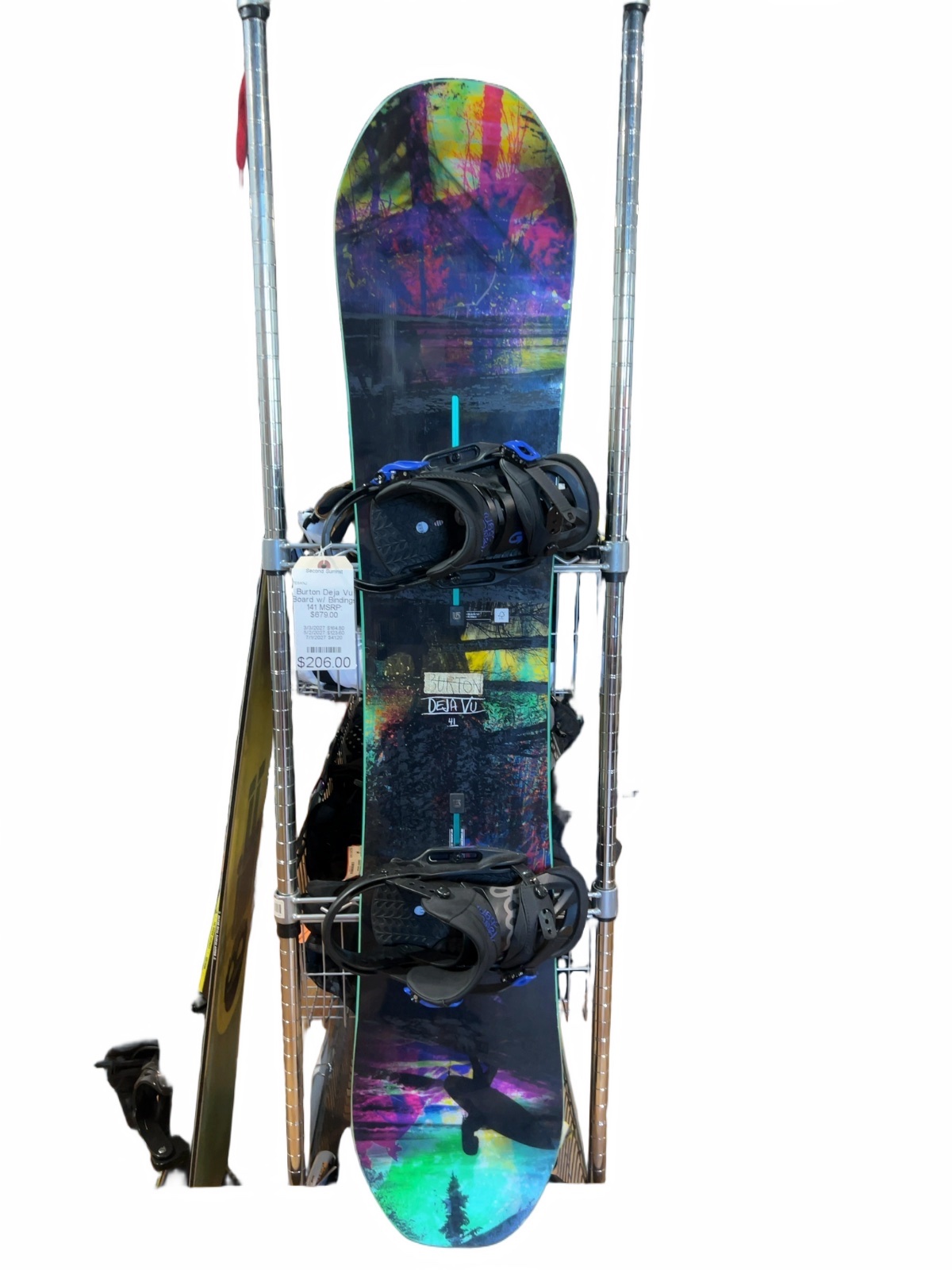 Burton Deja Vu Flying V Snowboard with Bindings Good 141 cm - image 1