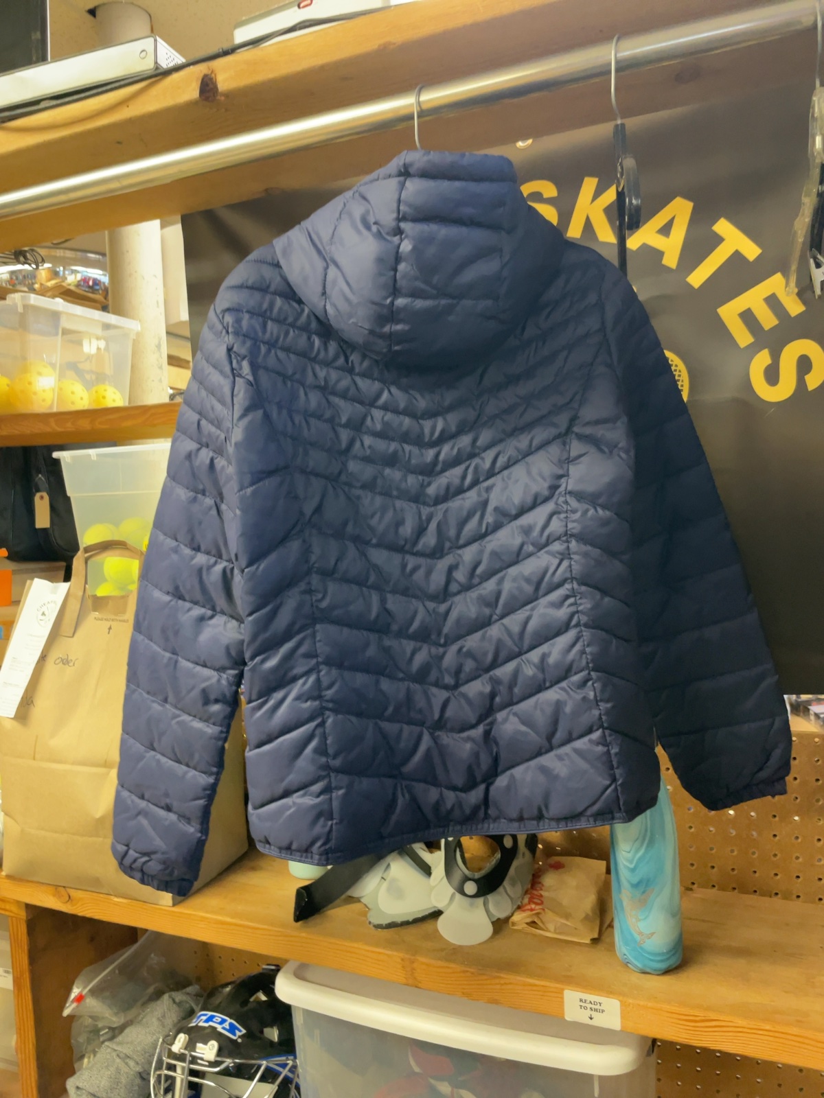 Size M Hooded Puffer Winter Jacket Blue