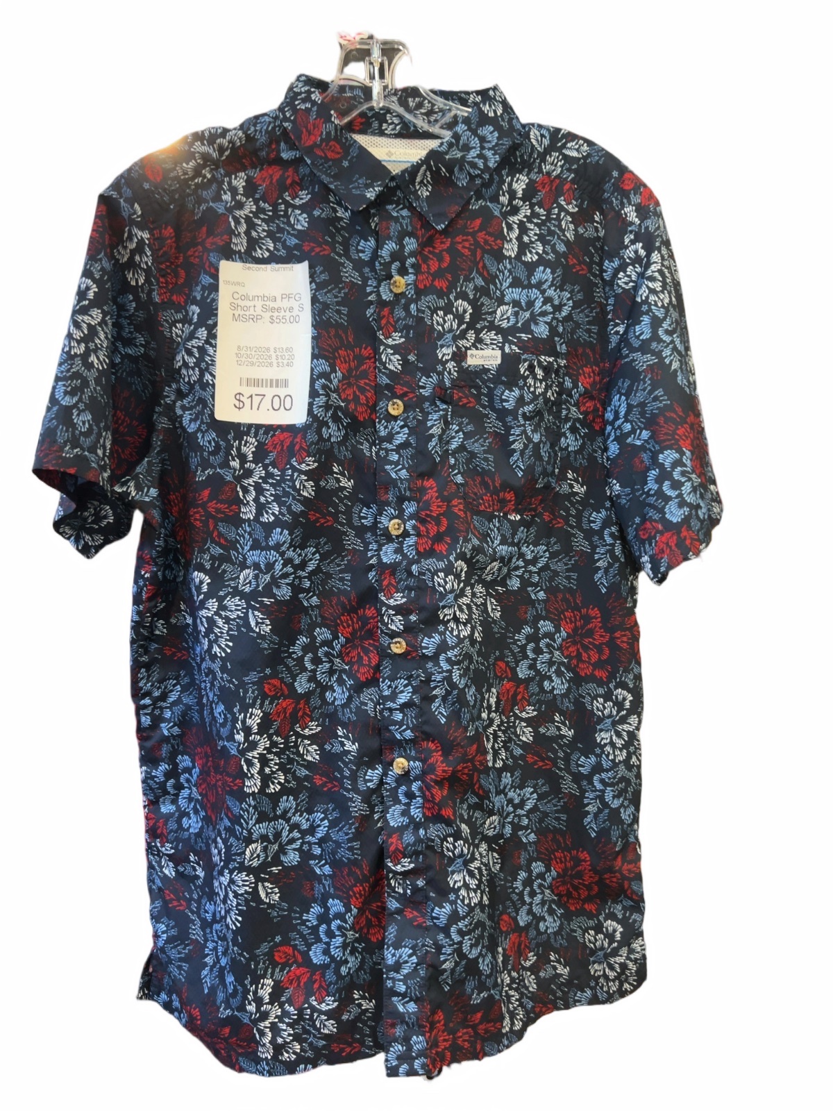 Columbia PFG Short Sleeve Button-Down Shirt Floral Good S