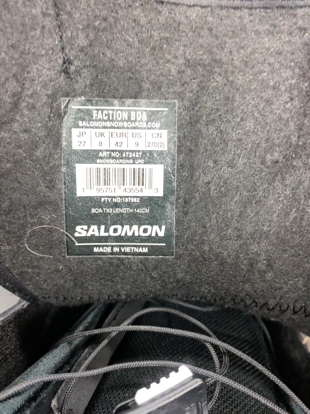 Salomon Faction BOA Snowboard Boots Size 9