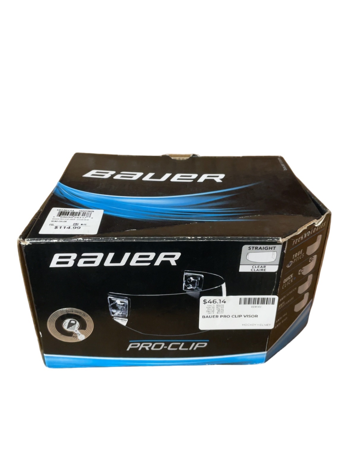Bauer Pro-Clip Visor Medium SR Straight Clear