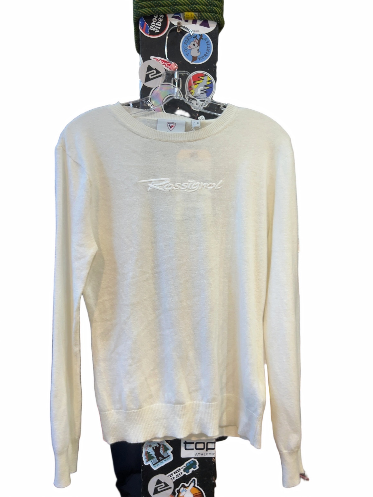 Rossignol Women's Signature Knit Wool Script Sweater White New S - image 1