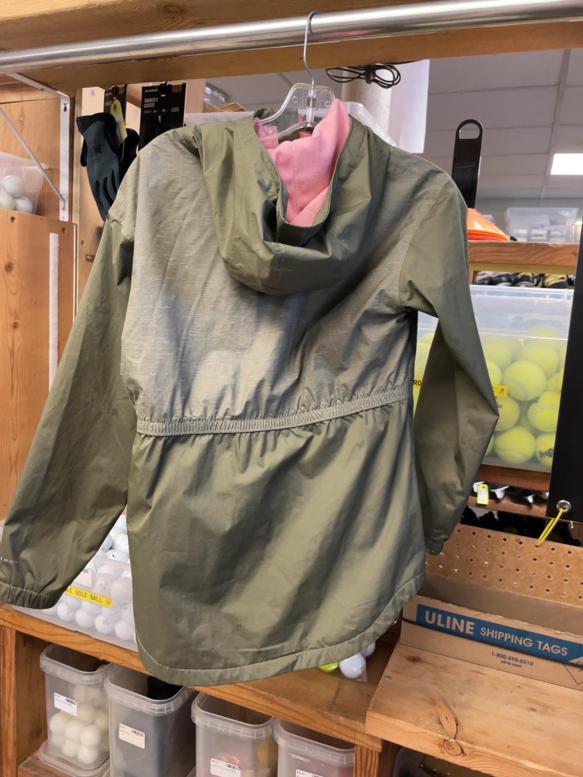 Columbia Hooded Rain Jacket Youth Size L (14/16) Green/Pink