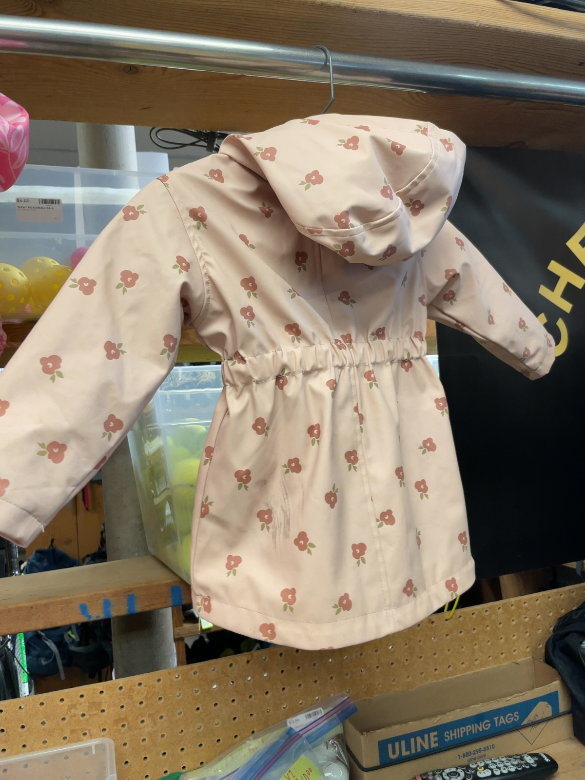 Floral Hooded Rain Jacket Size 24M Beige
