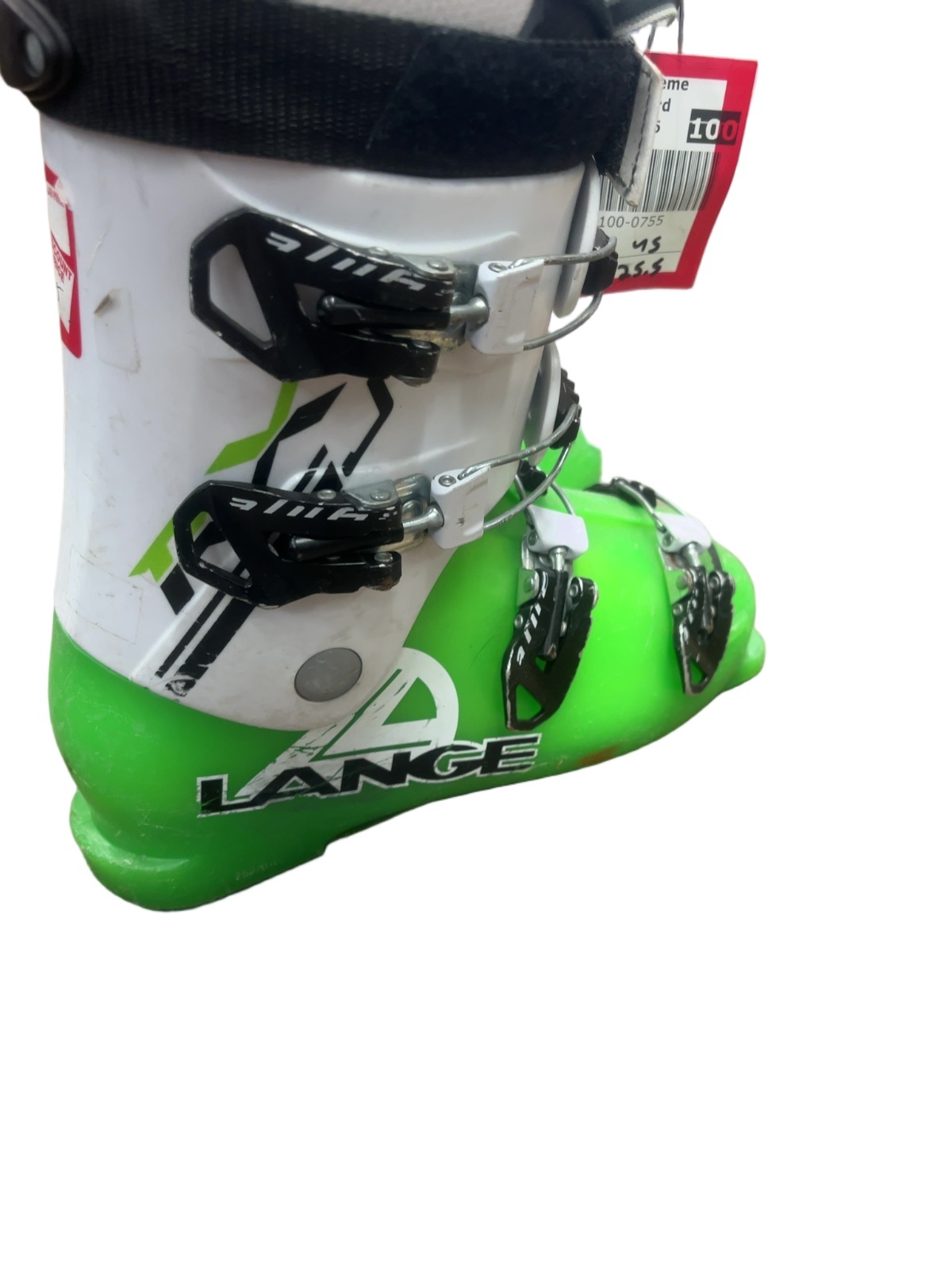 Lange Downhill Ski Boots 25.5 Green / White Good - image 1