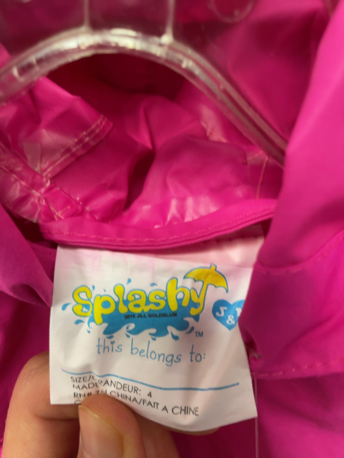 Splashy Rain Jacket Size 4 Pink