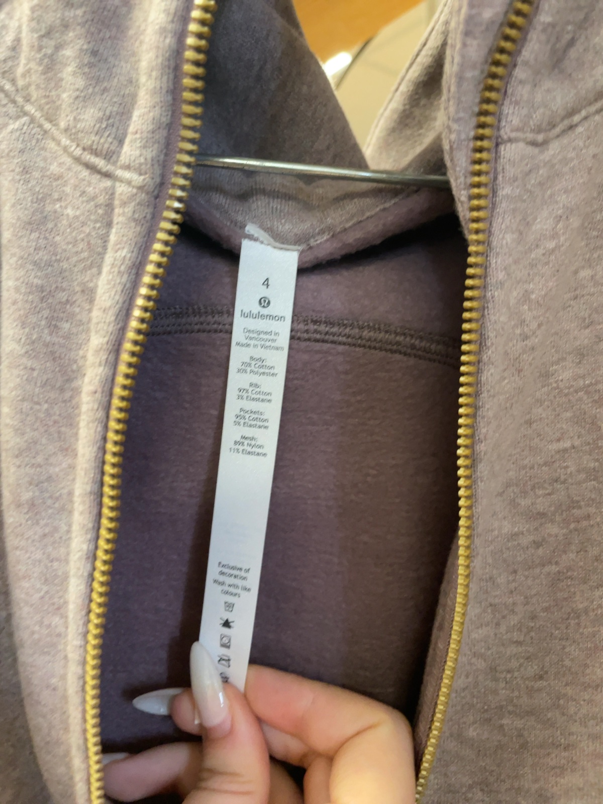 lululemon Scuba Full Zip Hoodie Size 4 Heathered Lavender Dusky Heather