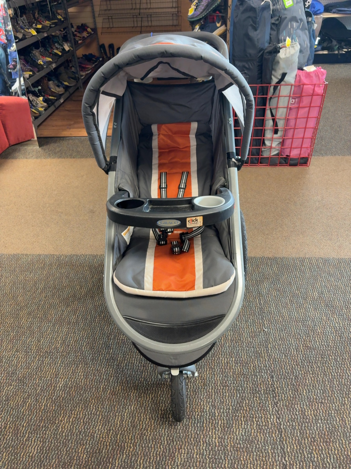 Graco Click Connect Jogging Stroller Orange / Grey Good