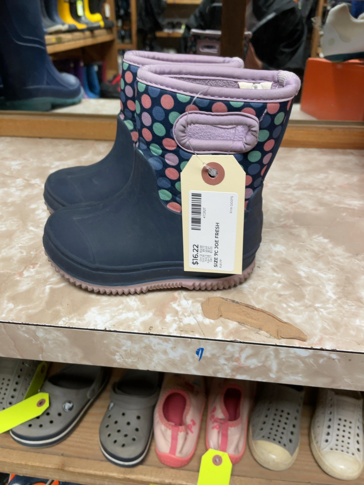 Joe Fresh Polka Dot Rain Boots Size 7C