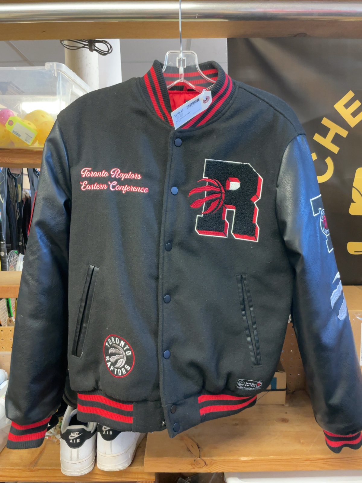 NBA By Josh Denzel Toronto Raptors Varsity Jacket Size XS Black/Red