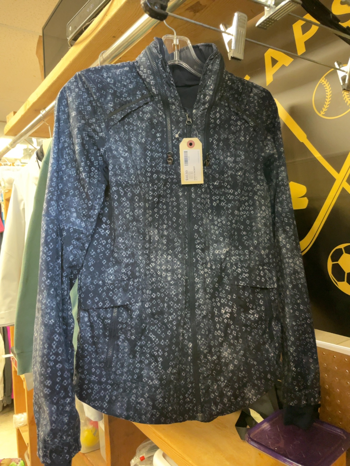 Lululemon Full Zip Jacket Size 6 Blue Floral Pattern