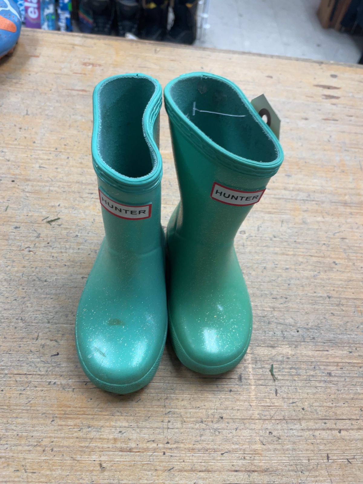 Hunter First Classic Rain Boots Size 6/7C Green Glitter