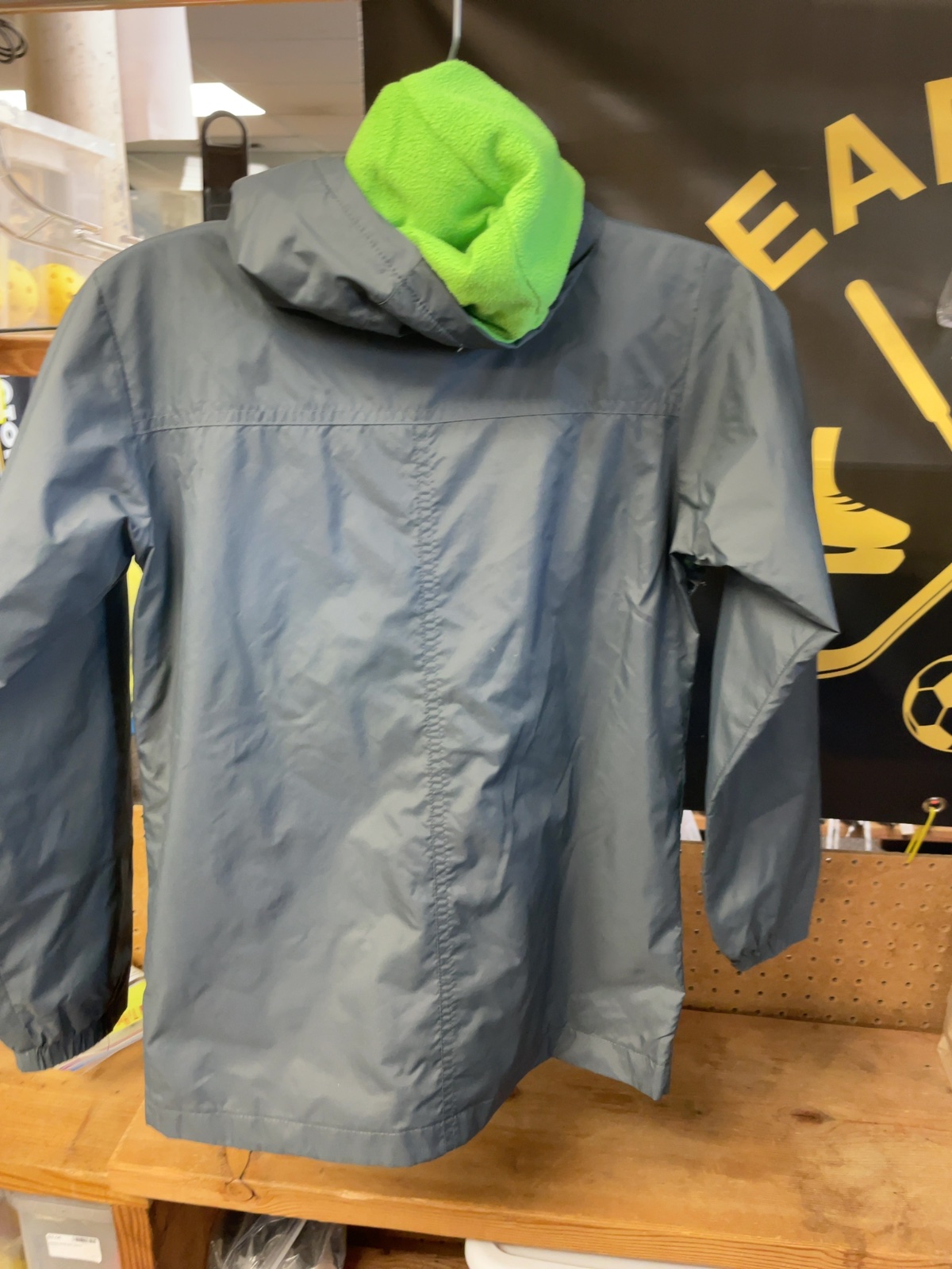 Columbia Hooded Rain Jacket Youth M (10/12) Grey/Green