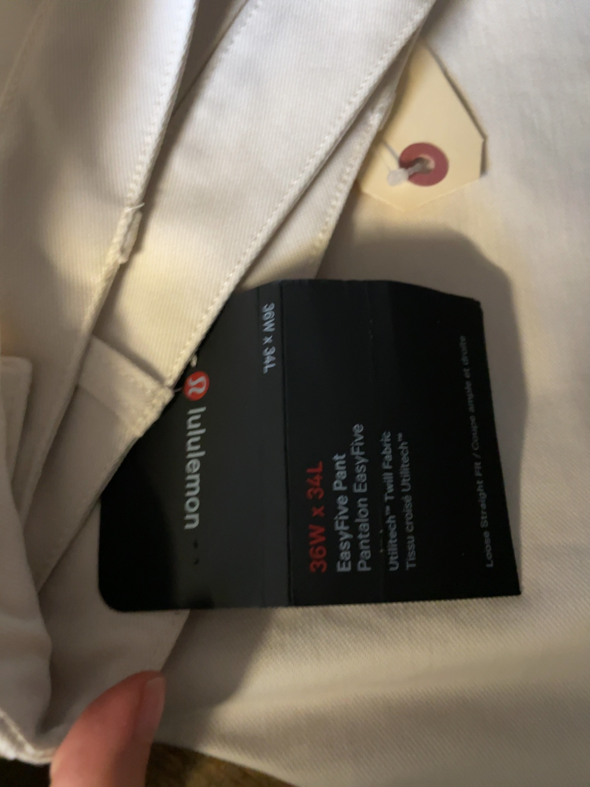 lululemon EasyFive Pant 36W x 34L Utilitech Loose Straight Fit Cream