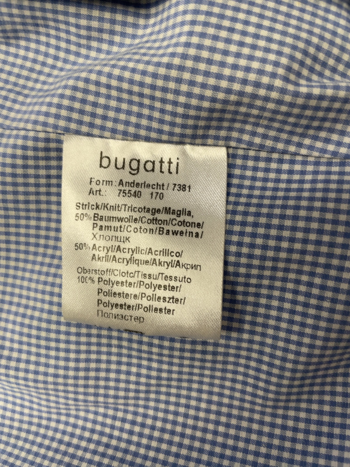 Bugatti Anderlecht Size XL Knit-Sleeve Zip Jacket
