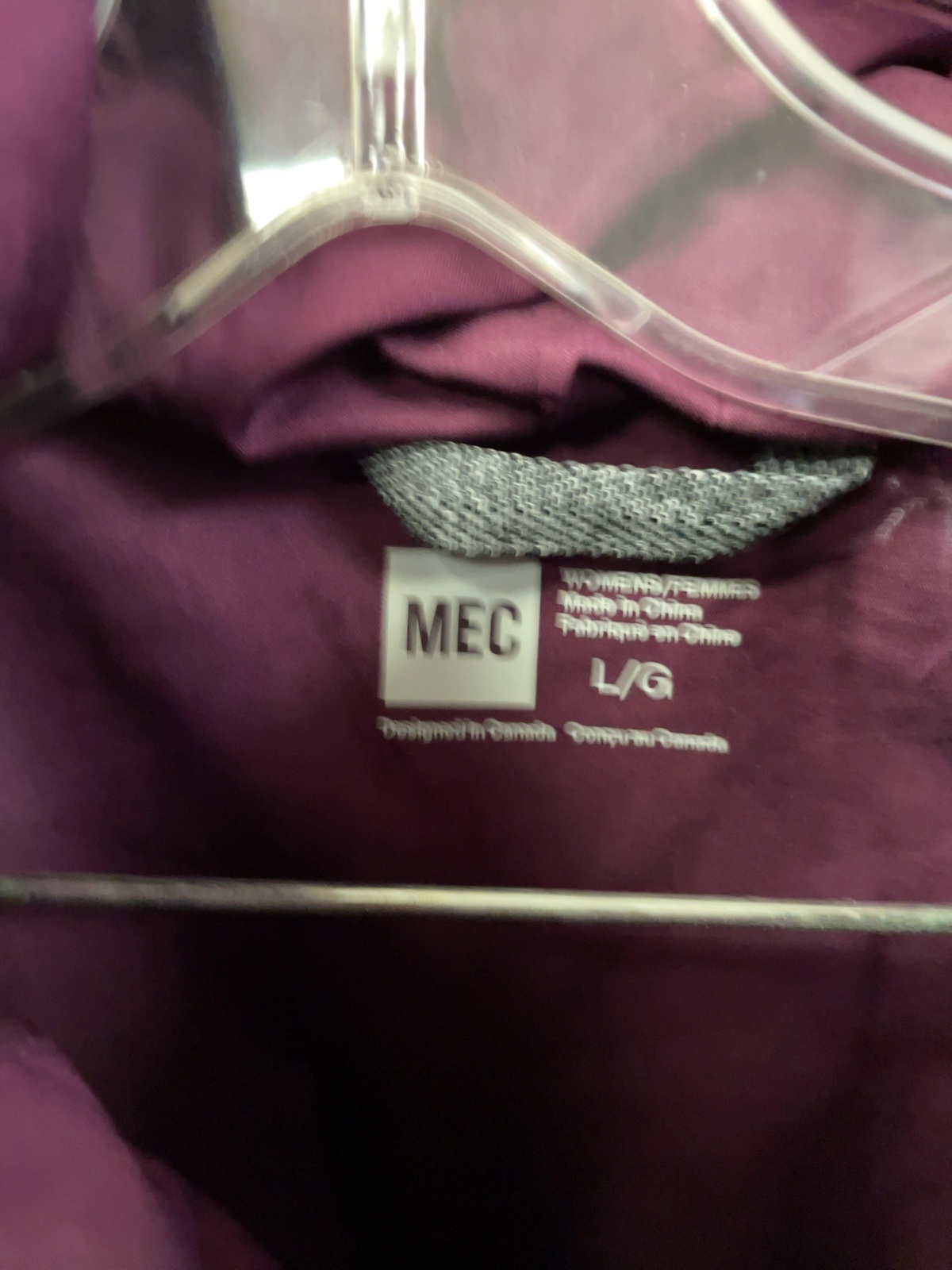 MEC Hooded Winter Jacket Women's Size L Purple