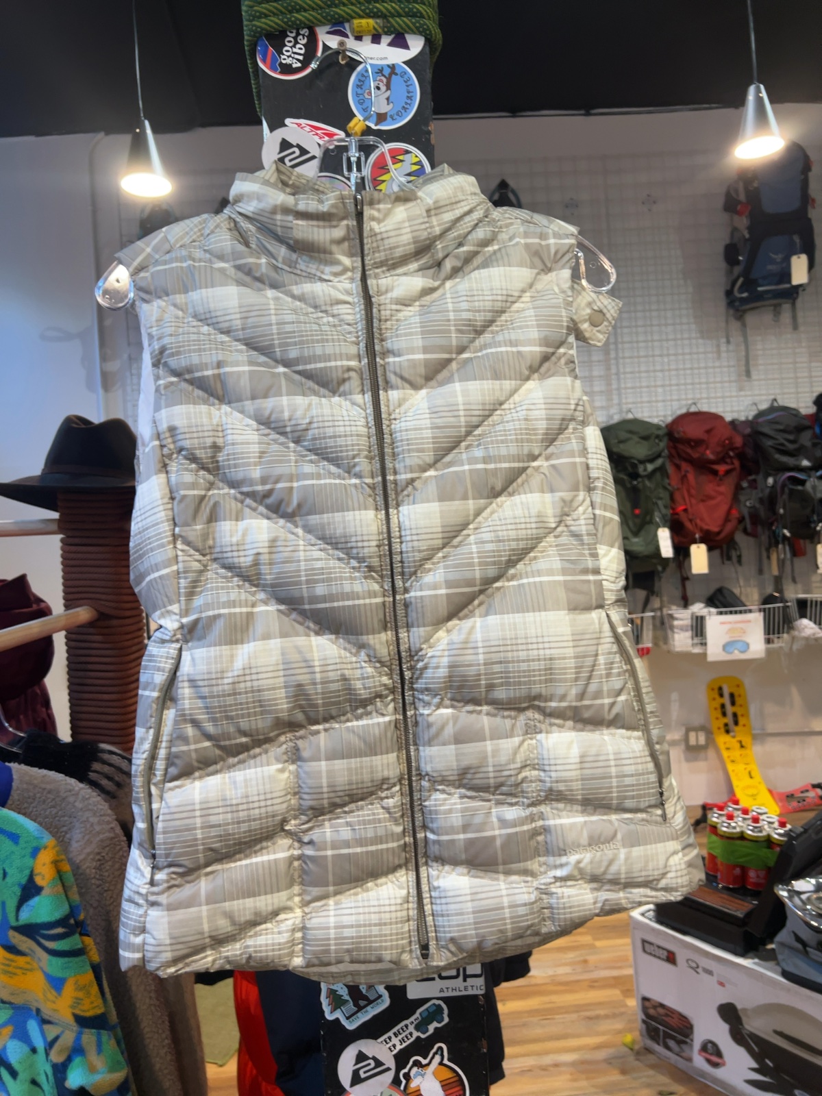 Patagonia Down With It Vest Plaid Good M