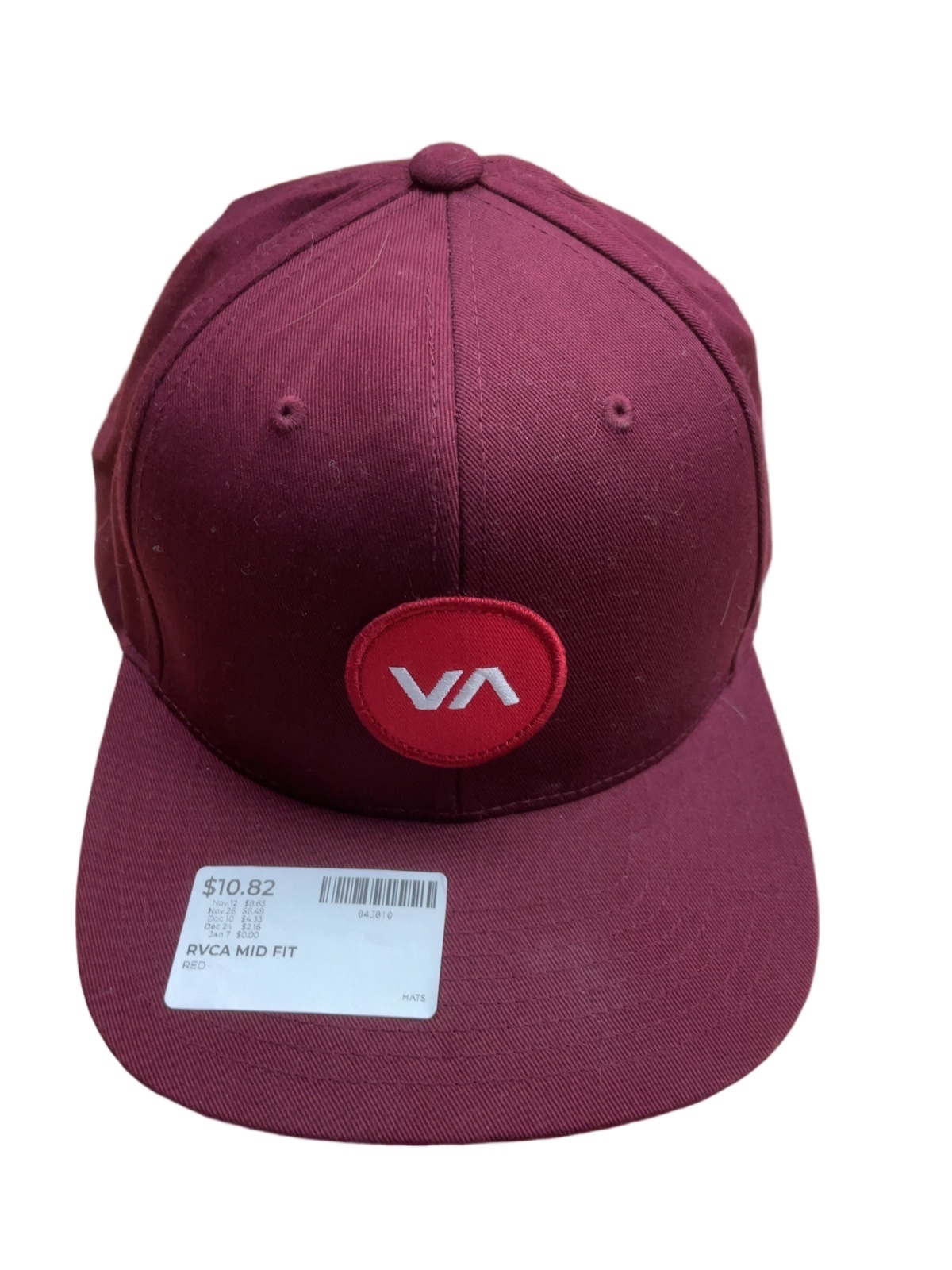 RVCA Mid Fit Snapback Hat Mid Fit Burgundy