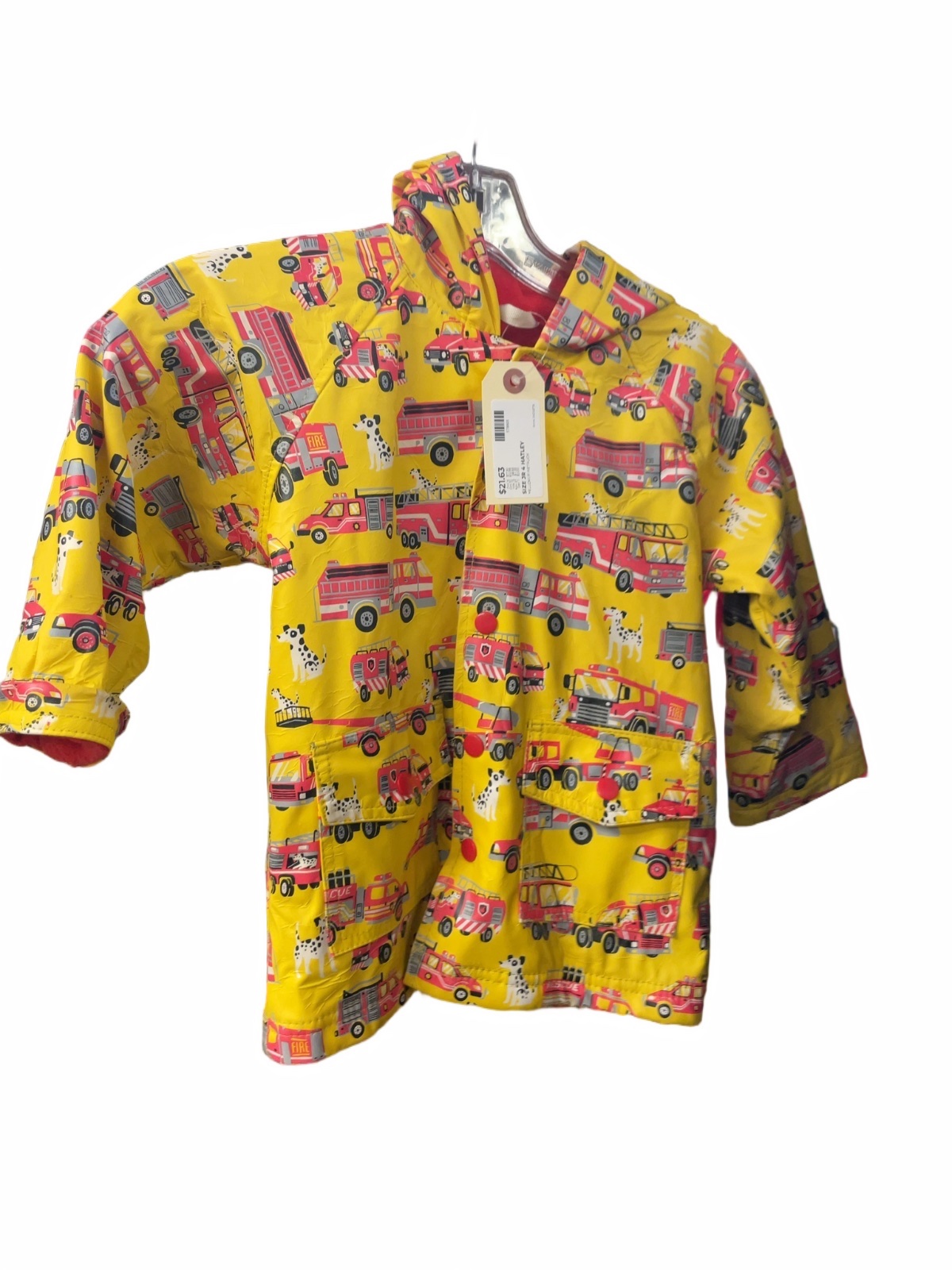 Hatley Firetruck Print Raincoat Size 4 - image 1