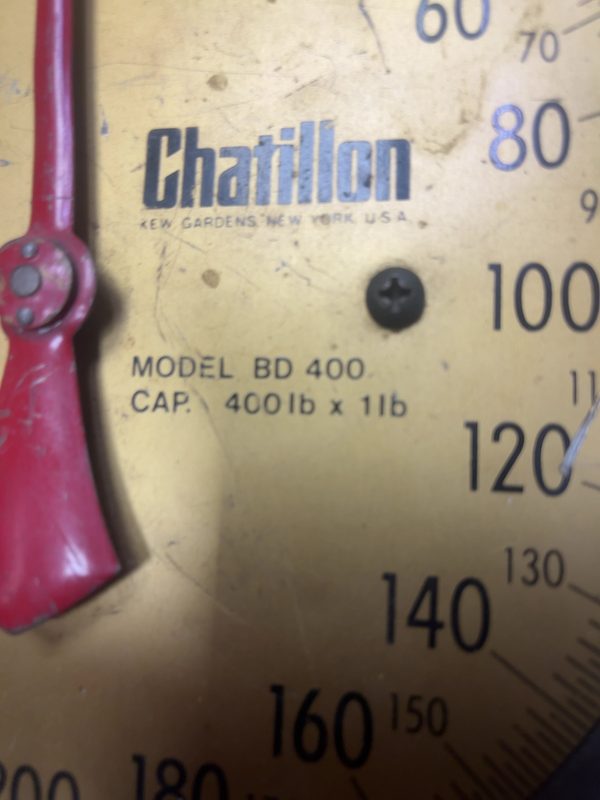 Chatillon BD 400 Hanging Dial Scale 400 lb Capacity Brown