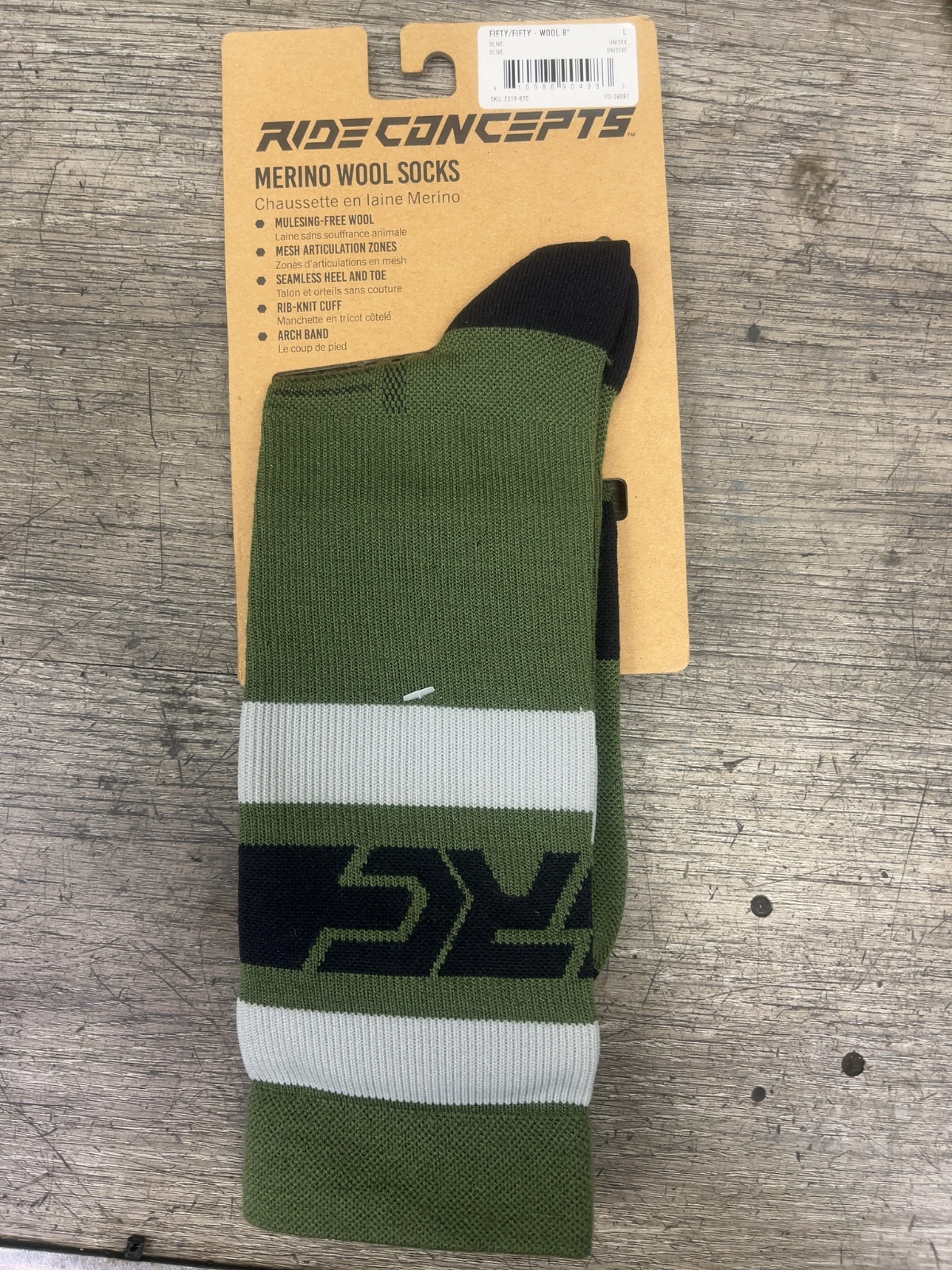 Ride Concepts Mullet Wool 8" Merino Wool Cycling Socks Black Olive S New