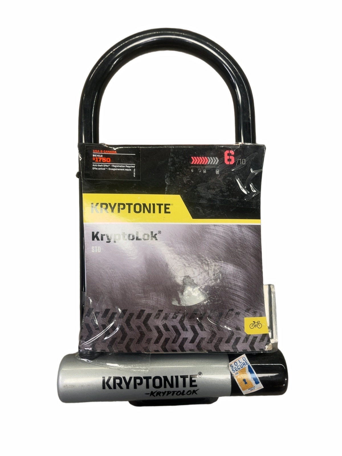 Kryptonite KryptoLok STD Bicycle U-Lock Black/Silver New - image 1