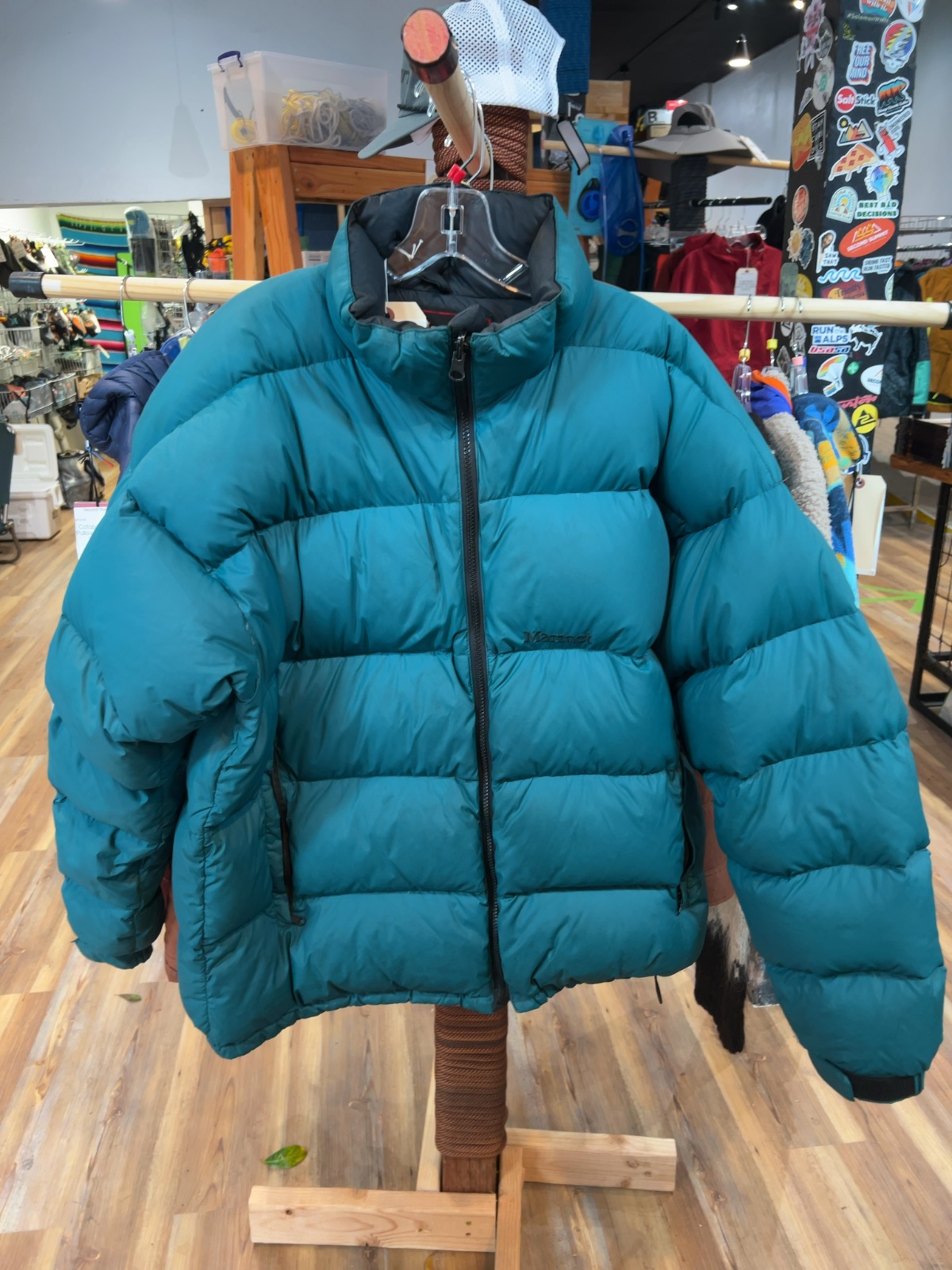 Marmot Vintage Puffer Goose Down Jacket Teal L
