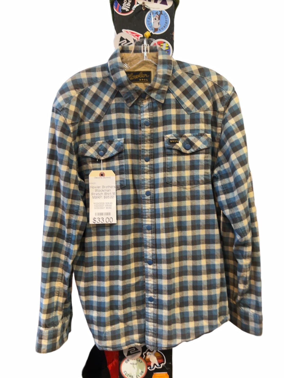 Howler Brothers Stockman Stretch Flannel Shirt - Blue Plaid - Size M - image 1
