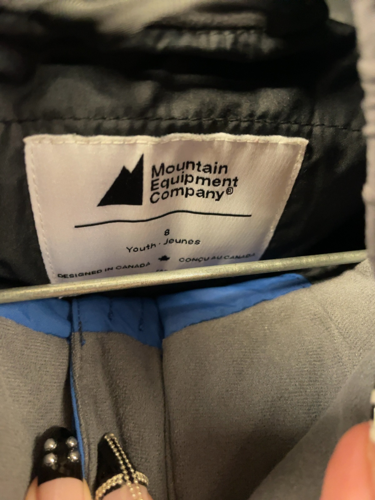Mountain Equipment Company Size 8 Youth Recco Rain Jacket Blue