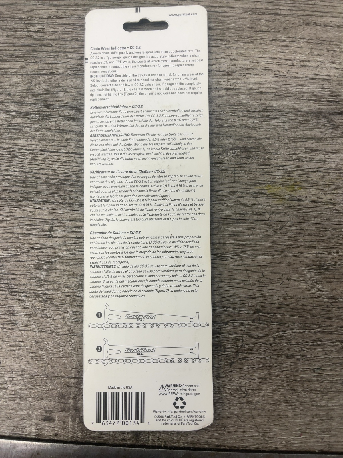 Park Tool CC-3.2 Chain Wear Indicator Silver New