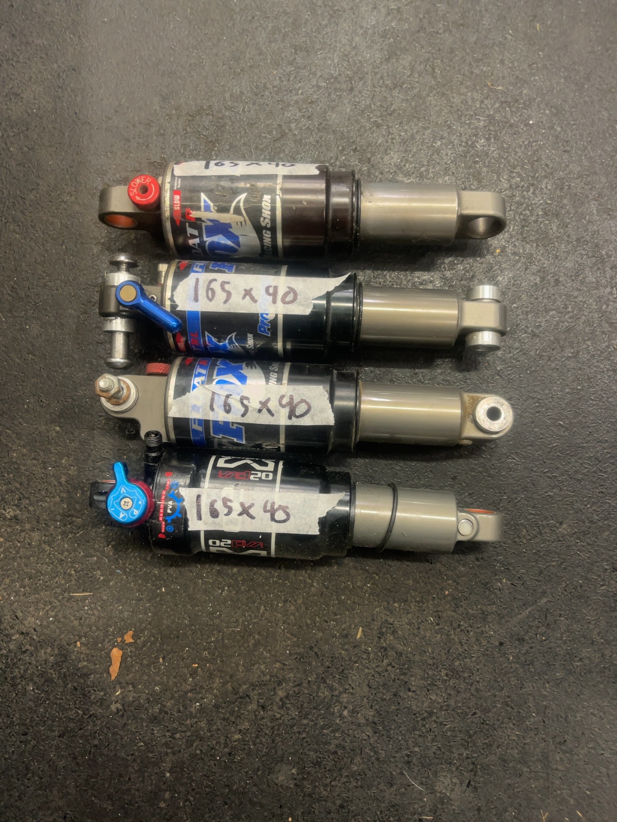 Fox & X-Fusion Rear Air Shocks Lot of 4 165x40mm Used