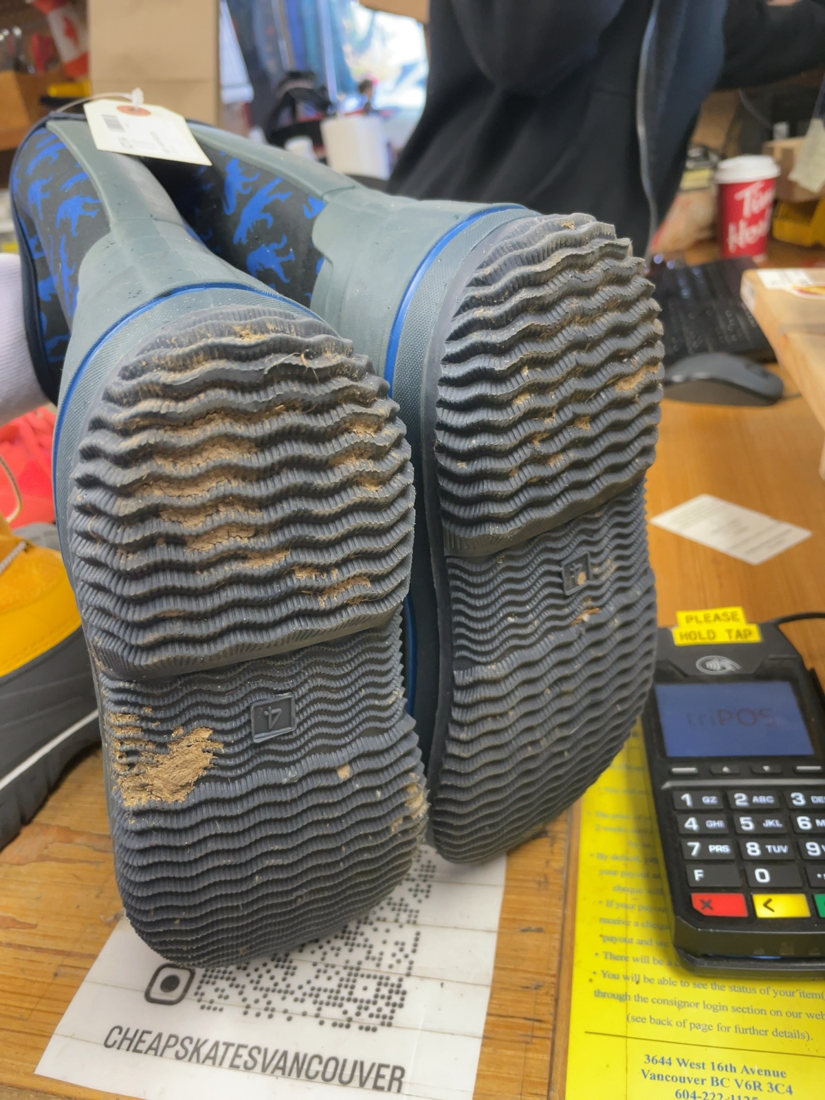 Unbranded Dinosaur Waterproof Rain Boots Size 4 Grey/Blue