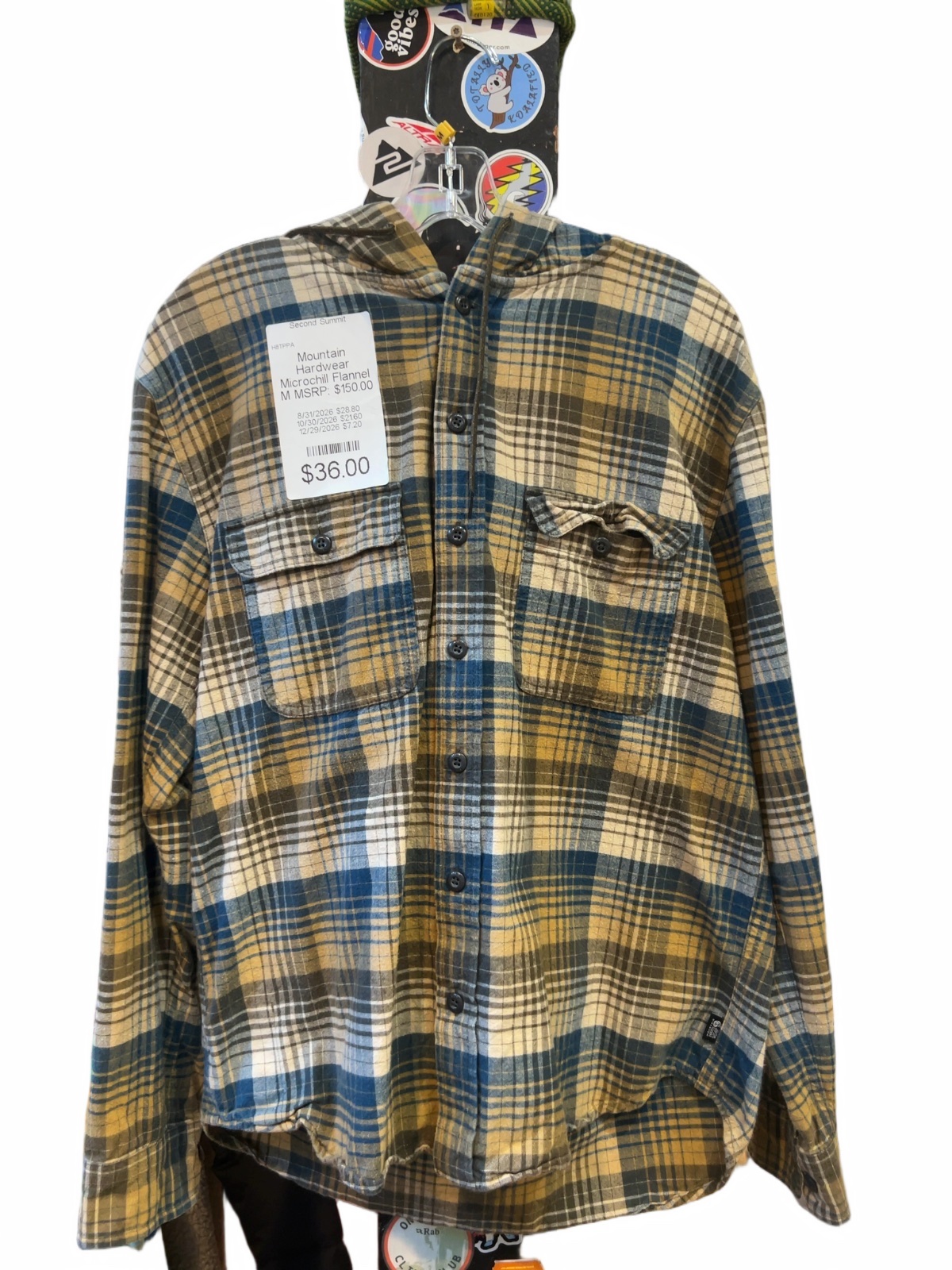 Mountain Hardwear Microchill Flannel Hooded Long Sleeve Shirt Good M - image 1