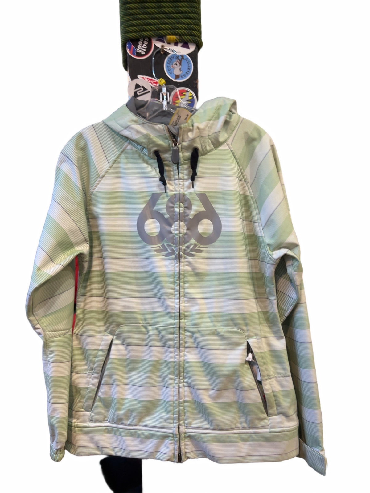 686 Soft Shell Snow Jacket Women's Striped Green Good M