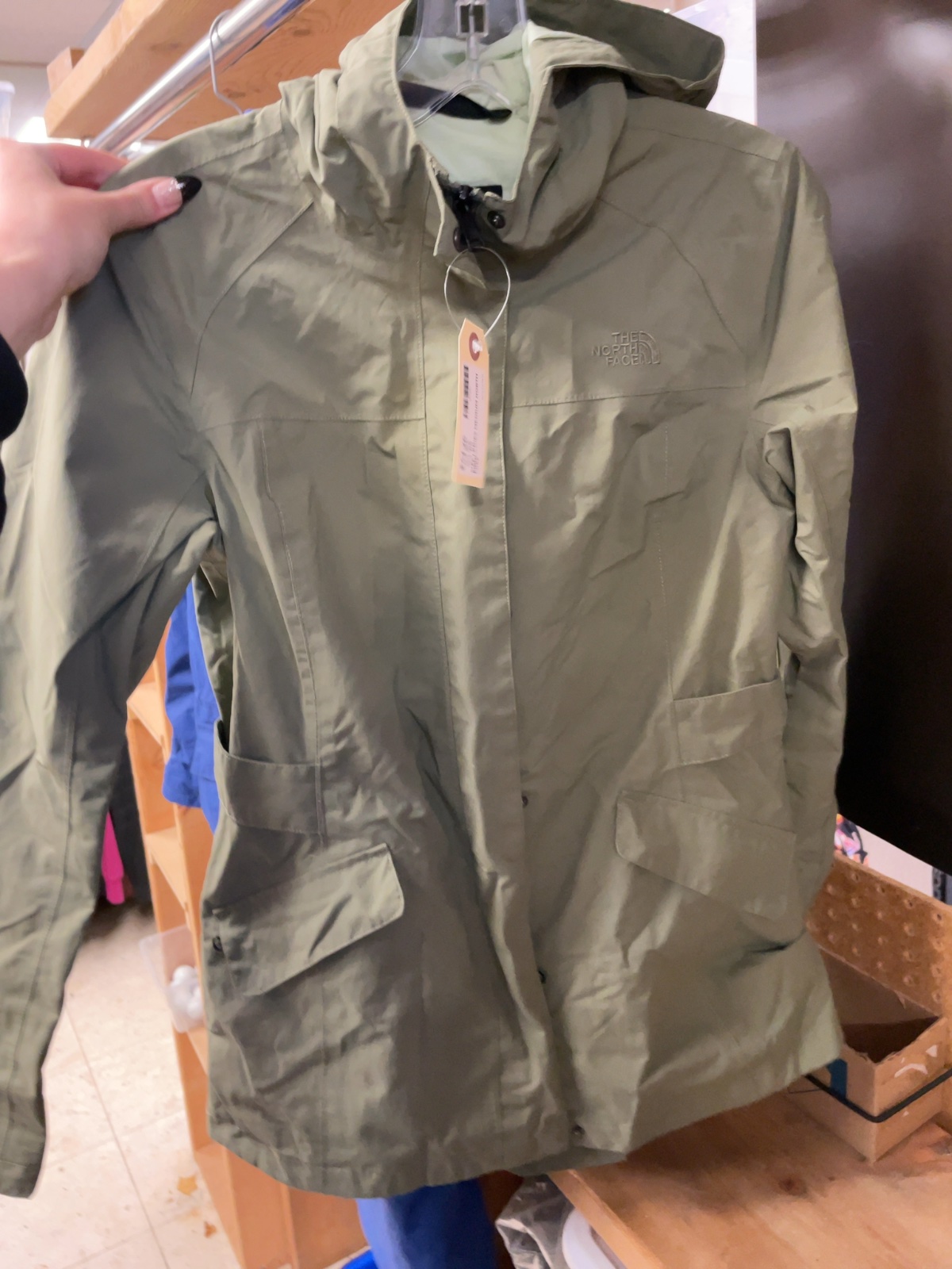 The North Face Hooded Rain Jacket Size M Green