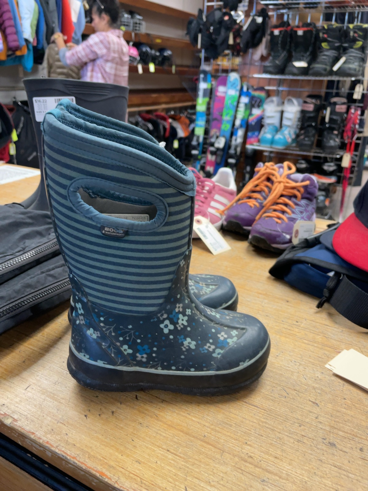Bogs Waterproof Rain Boots Size 13C Floral Stripes
