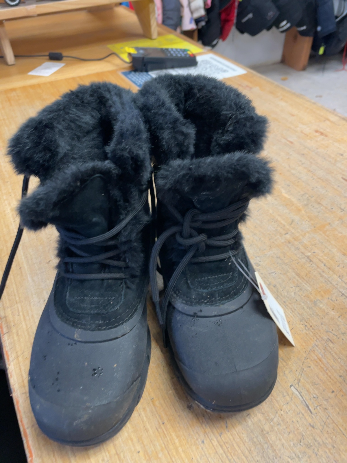 Sorel Winter Boots Size 6 Black Faux Fur