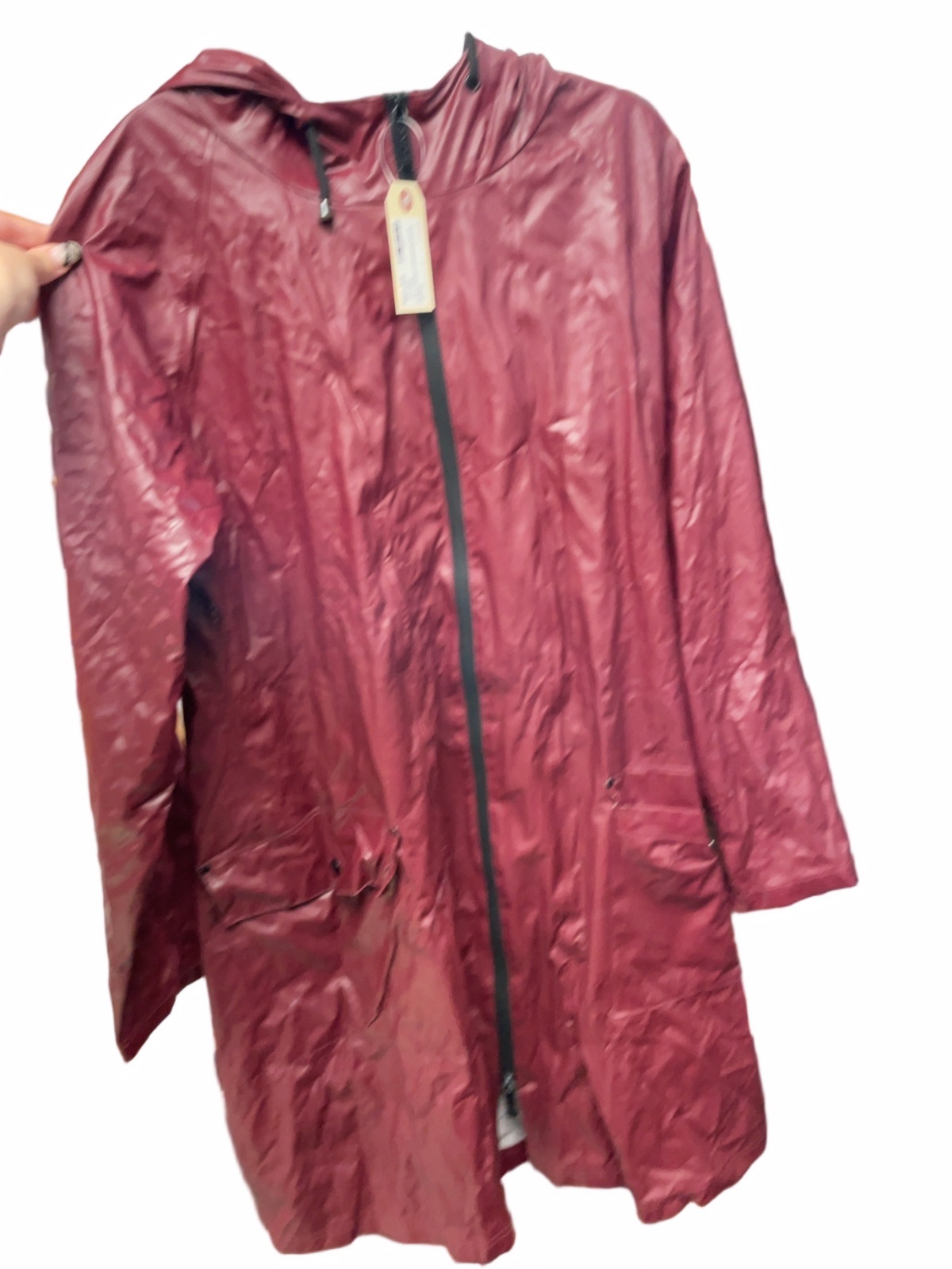 Rains Waterproof Long Rain Jacket Size L/XL Burgundy - image 1