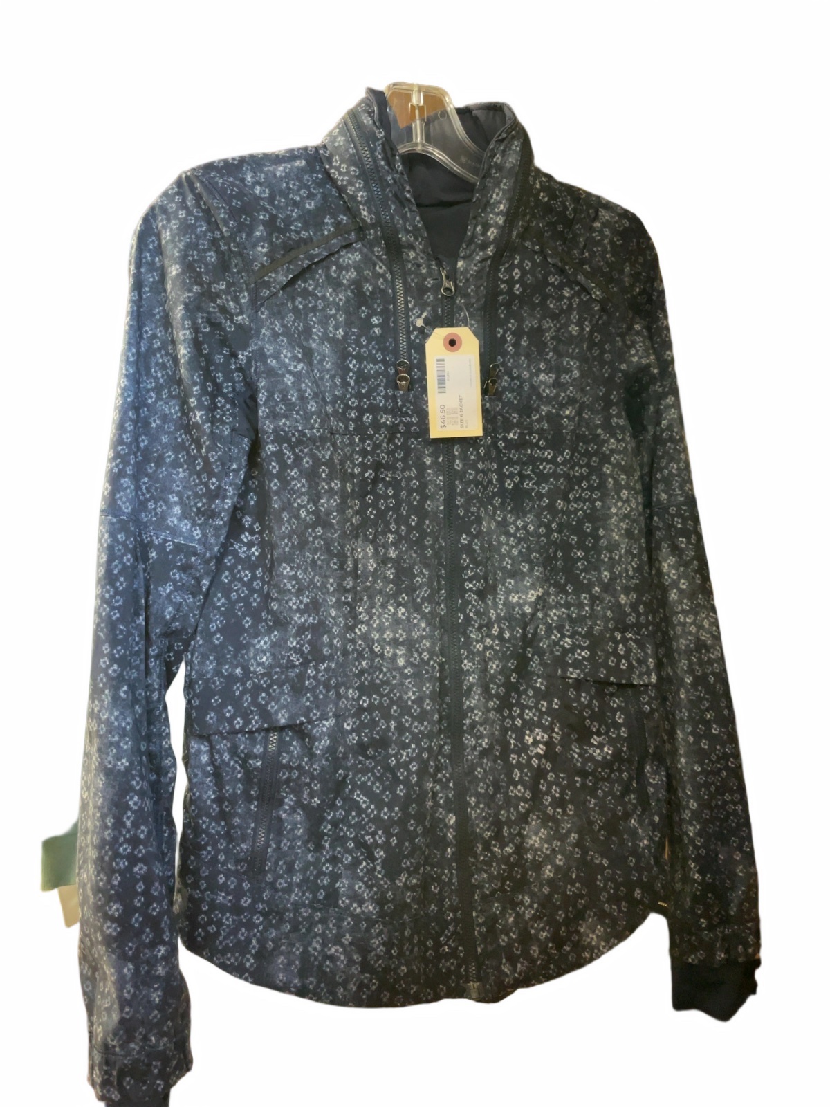 Lululemon Full Zip Jacket Size 6 Blue Floral Pattern
