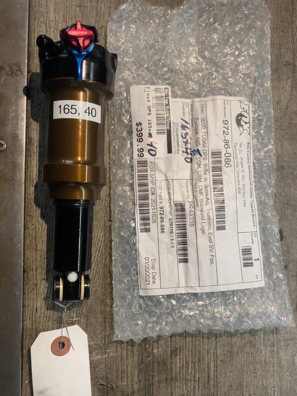 Fox Racing Shox FLOAT DPS Performance Elite Rear Shock Trunnion 165x40 New