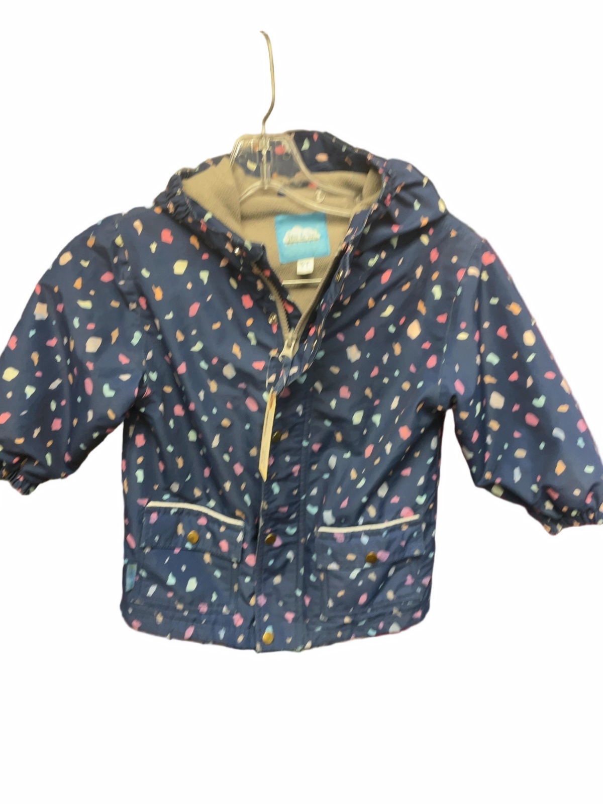 Jan & Jul Fleece Lined Rain Jacket Size 3T Blue Pattern - image 1