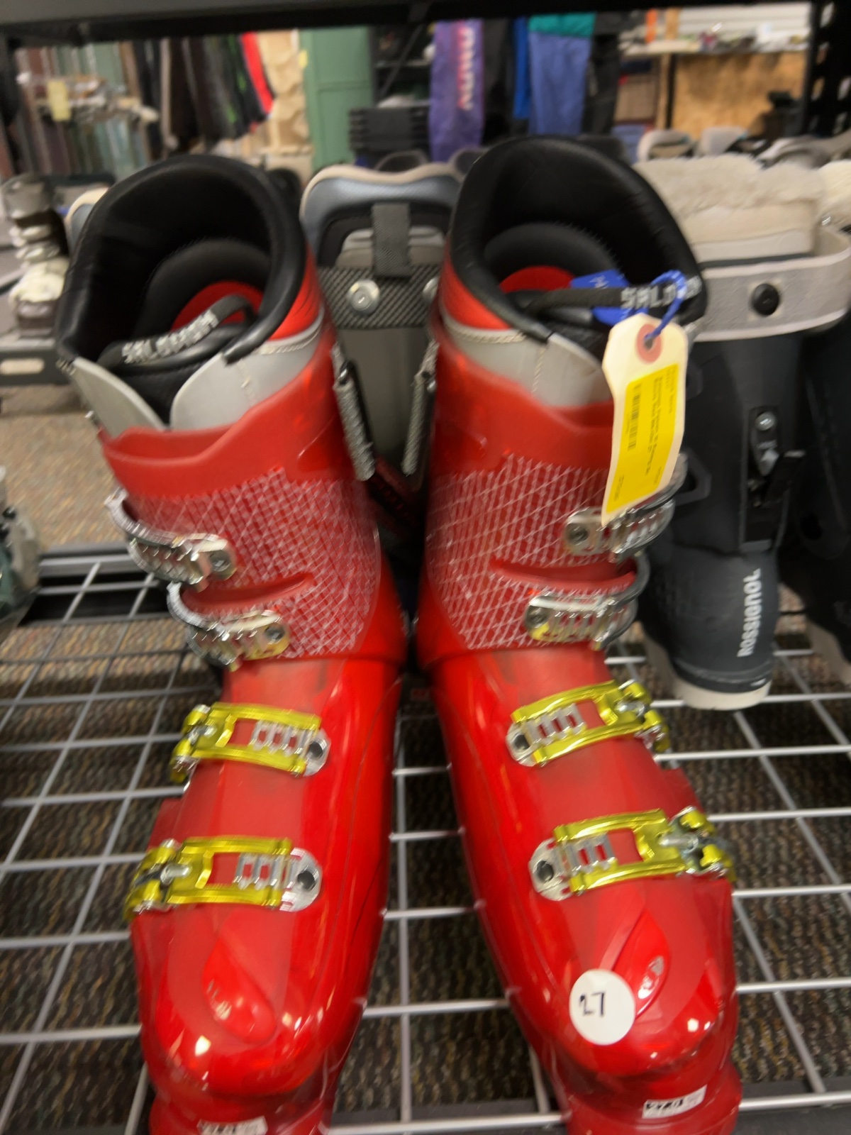 Salomon Falcon 10 Racing Ski Boots Red Blk/Gld Good 27