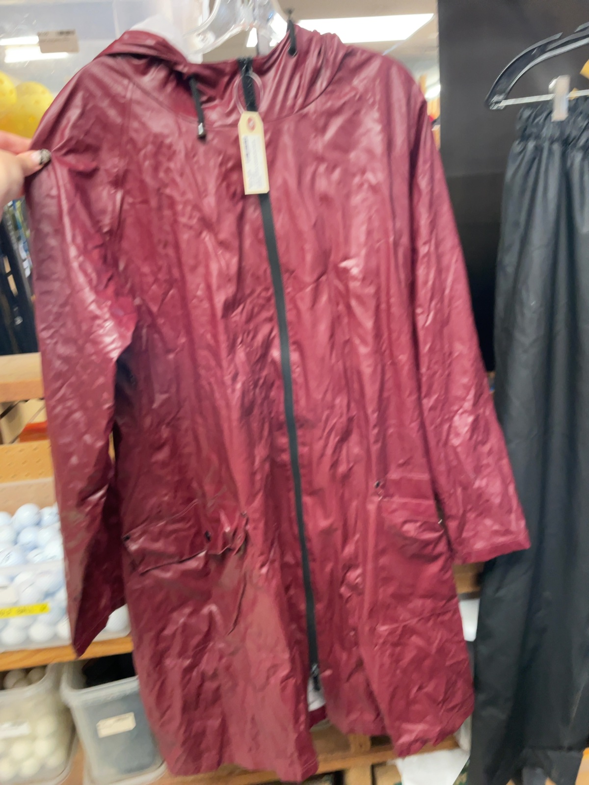 Rains Waterproof Long Rain Jacket Size L/XL Burgundy