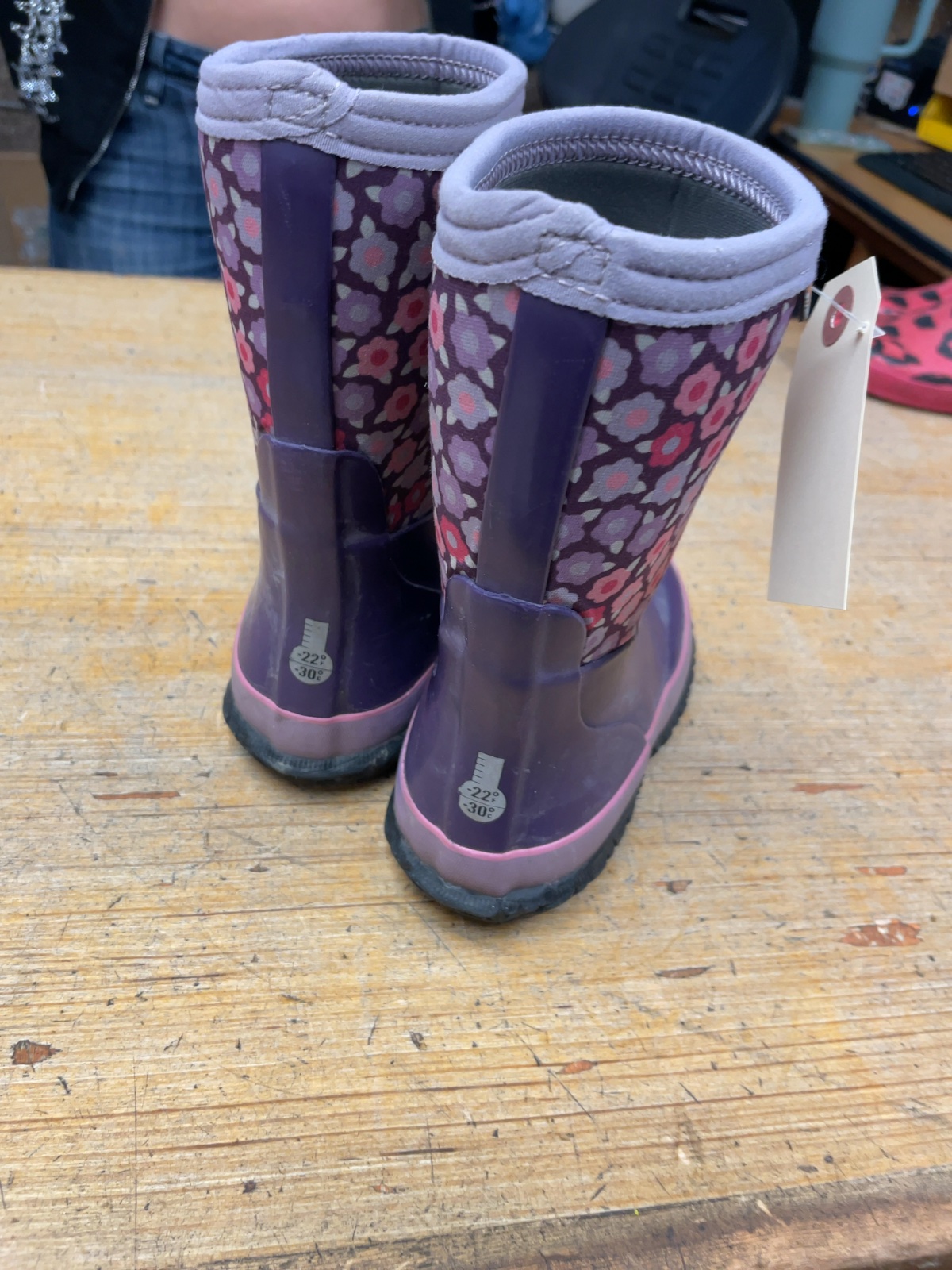 Bogs Floral Insulated Rain Boots Size 12C Purple