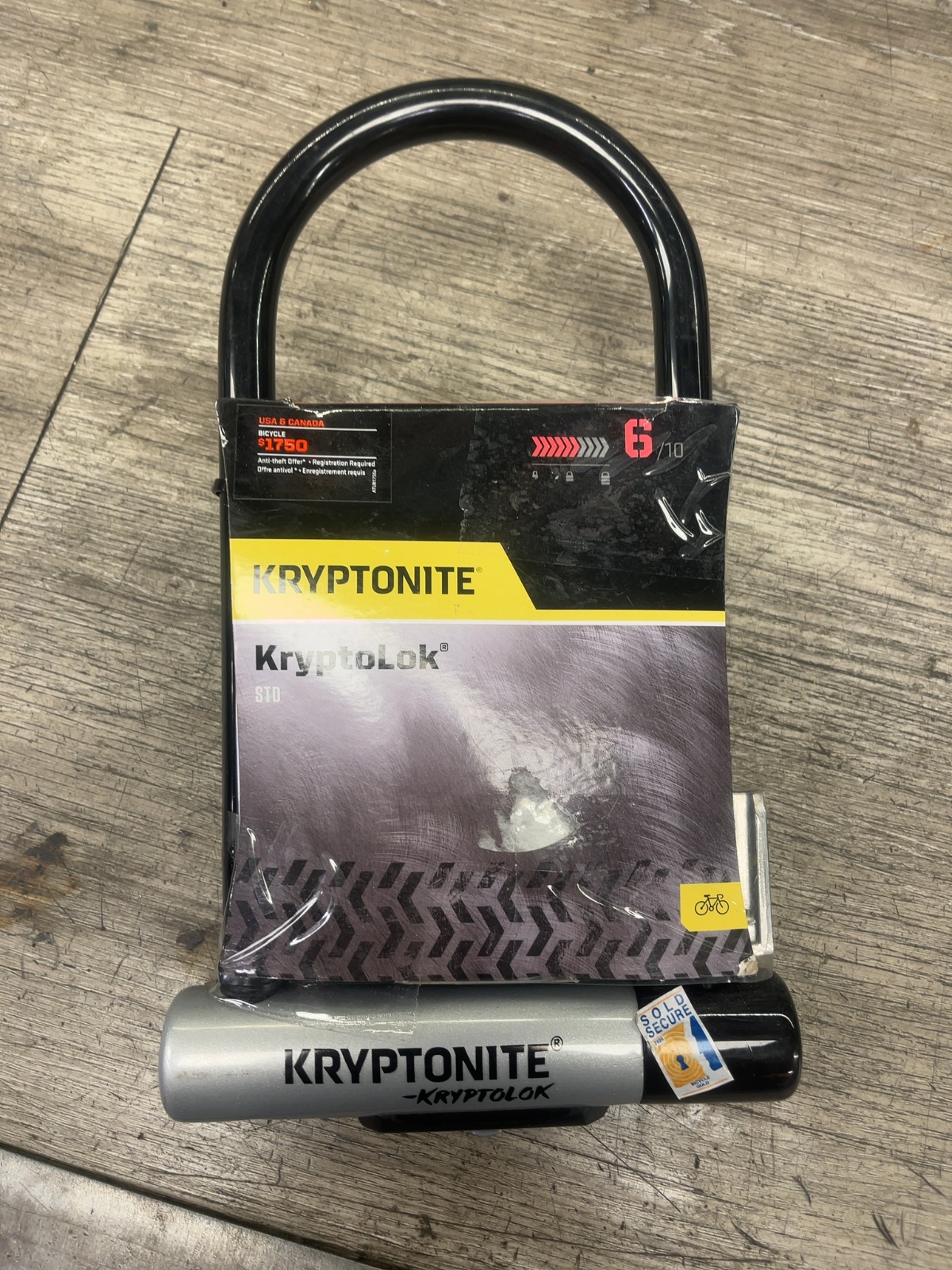 Kryptonite KryptoLok STD Bicycle U-Lock Black/Silver New