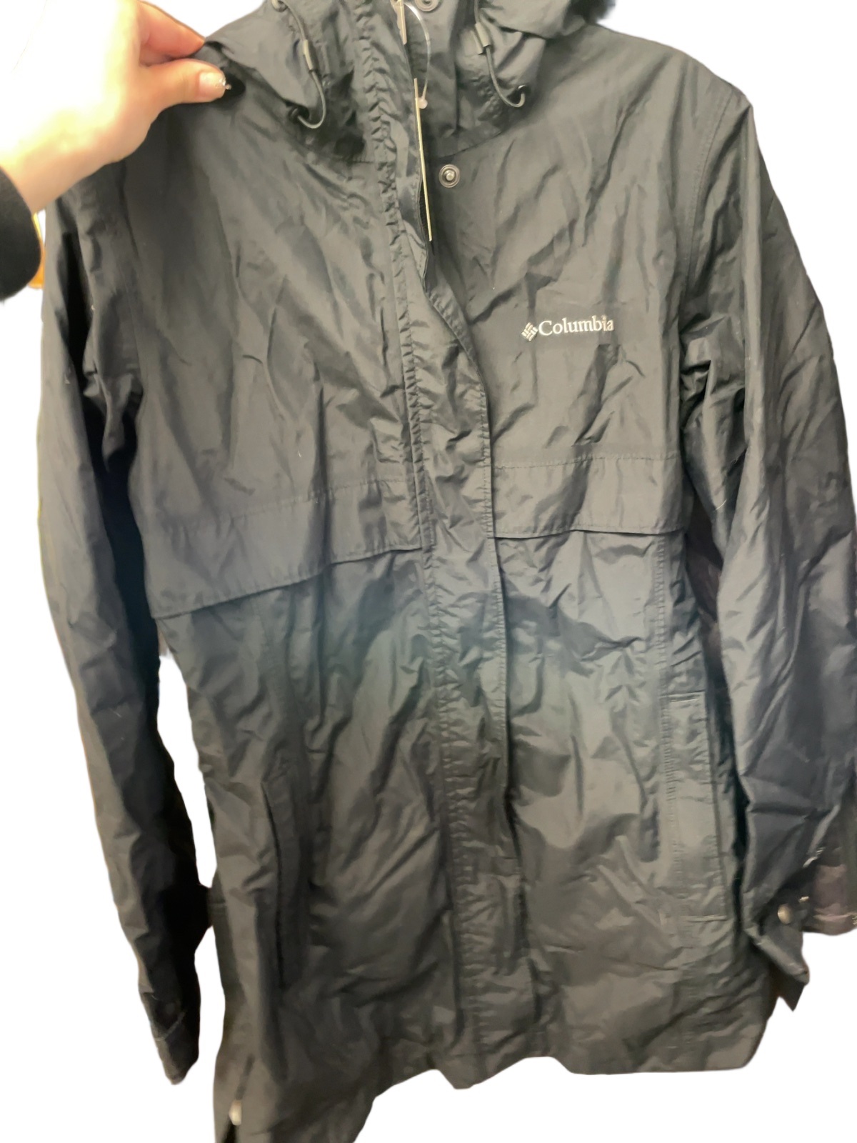 Columbia Omni-Tech Hooded Rain Jacket Size M Black